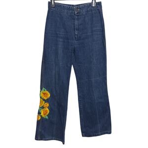 Vintage Vik Vizette Sunflower Embroidery Jeans